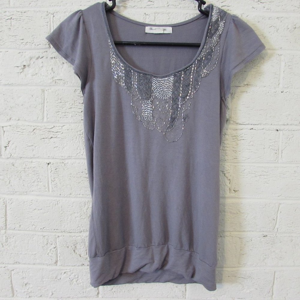 Beaded Short Sleeve Top